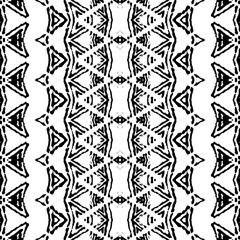 Seamless Native Ink Pattern. Simple Indian Pattern. Black Colour Dark Doodle Textile. Abstract Boho Batik. Tribal Ink Scribble Batik. Black Color Native Wavy Vector. Abstract Dark Watercolor Vector