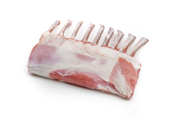 Assorted cuts of goat meat include shoulder, leg, loin, and ribs, offering a variety of flavors and...