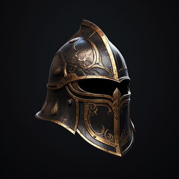 a black and gold helmet