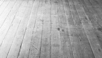 Wooden floor made of rough gray oak boards, background photo