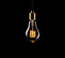 a light bulb is illuminated on a dark background