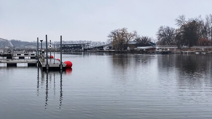 Misty December Day on the River Channel