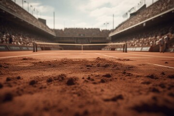 Clay court for tennis. Generative AI - obrazy, fototapety, plakaty