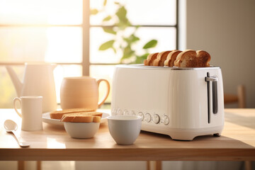 a toaster with bread and bread with blueberry jam