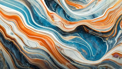 Marble ink colorful. Orange Blue marble pattern texture abstract background. can be used for background 