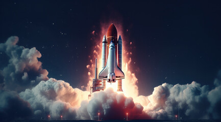 space shuttle in start - obrazy, fototapety, plakaty
