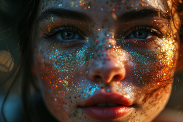 Ethereal Beauty Adorned with Colorful Glitter