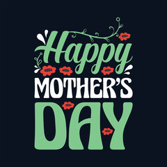 Happy mother's day. Mom typography design. Mothers day typography sticker poster or t-shirt design. For print on t-shirt. Free vector flat design