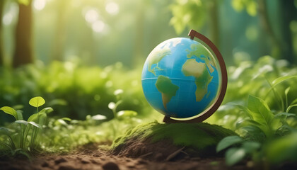 Obraz na płótnie Canvas World environment and mother earth day concept with globe and eco friendly enviroment