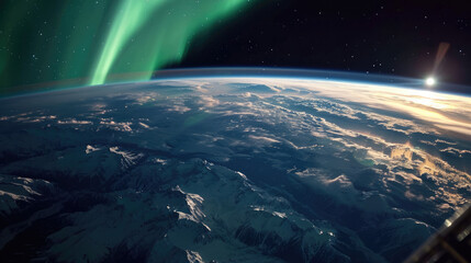 Northern Lights seen directly from space over planet earth