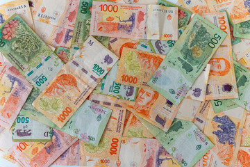 Close up view of the Argentina Peso bills, Argentina Currency, Argentina inflation