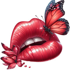 Harmony of Hearts: Artistic Romance Flourishing in Delightful Lips With Butterfly 