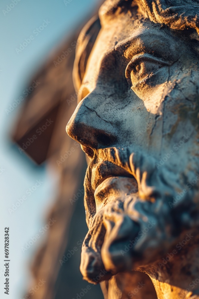 Aufkleber a close-up view of a statue depicting a man. this image can be used for various purposes
