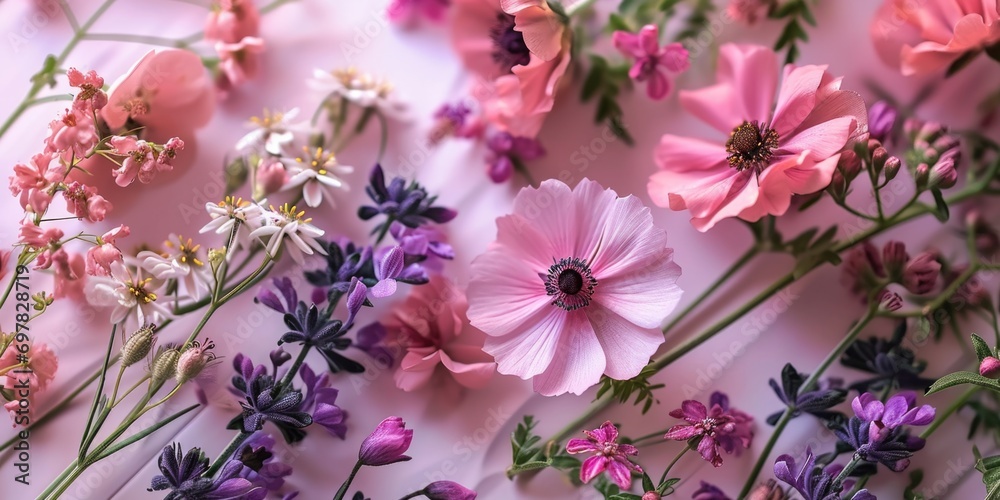 Poster a bunch of flowers placed on a table. perfect for adding a touch of beauty to any space