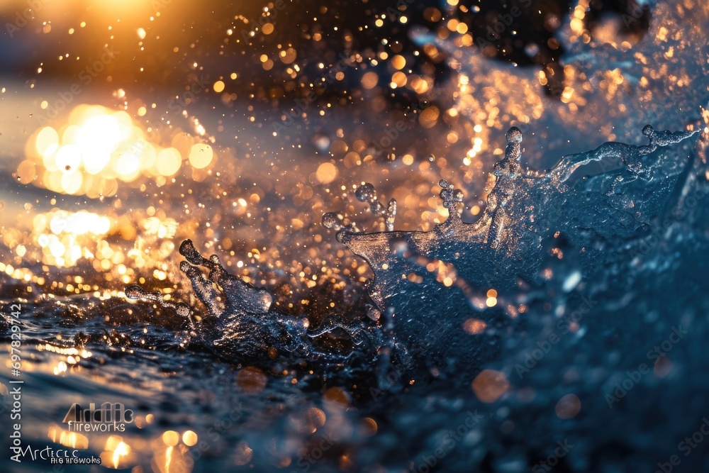 Poster a detailed view of a wave in the ocean. perfect for nature and travel related projects