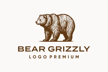 Fotobehang logo vector illustration bear grizzly © Coffeetive