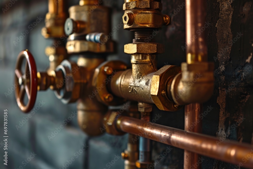 Poster A group of pipes interconnected to form a complex network. Suitable for industrial and engineering concepts