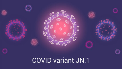 COVID variant JN.1 the omicron subvariant of new coronavirus vector banner. - obrazy, fototapety, plakaty