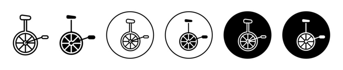 Unicycle icon. mono or one wheel electric bicycle for fun ride for juggler acrobat activity. battery charge gyro balance cycle with mono wheel symbol. unicycle with seat and paddle for transportation