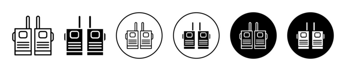 Two way radio icon. army or police military 2 way communication transceiver walkie talkie device. electronic wireless receiver or transmitter two way radio signal to call symbol. distance talk channel