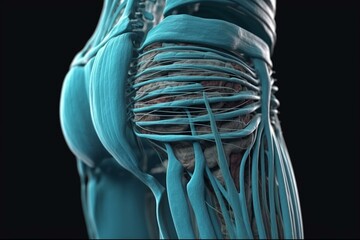 Abdominal External Oblique Muscle Anatomy For Medical Concept 3D Illustration. Generative AI