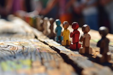 A queue of a large number of active voters standing one after another