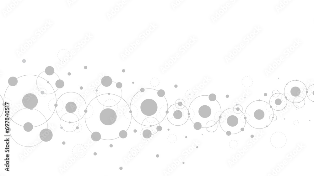 Poster Technology abstract background. Abstract geometric background. Connected circles. Network of circles.