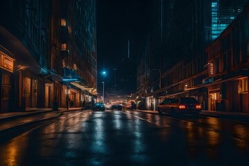 Fototapeta na wymiar city streets at night, surrealistic, trippy, 8k detail