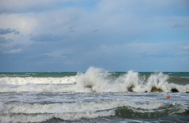waves on the Mediterranean Sea of ​​Cyprus during a storm 13