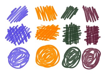 Set markers colored stripes and spots on white background for wrapping paper and stickers and kids print