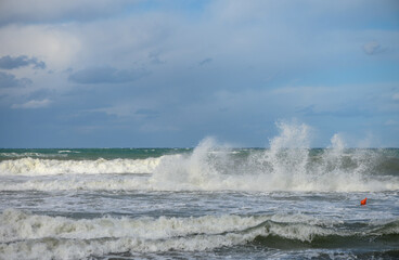 waves on the Mediterranean Sea of ​​Cyprus during a storm 14