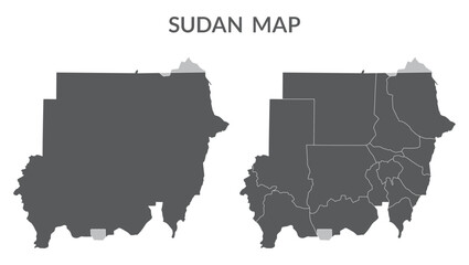 Sudan map. Map of Sudan in grey color