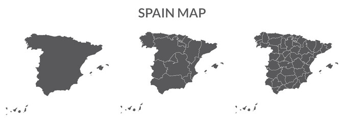 Obraz premium Spain map set of grey color