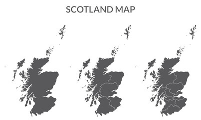 Scotland map. Map of Scotland in set in grey color
