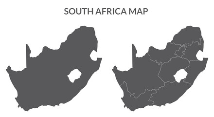 South Africa map set in grey color - obrazy, fototapety, plakaty