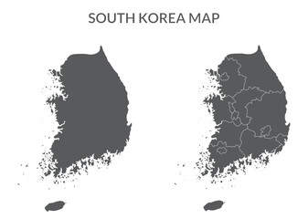 South Korea map set in grey color