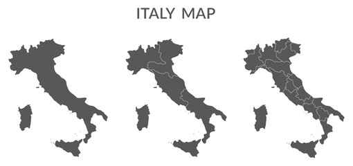 Italy map set in grey color