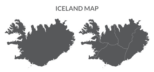 Iceland Map set in grey color