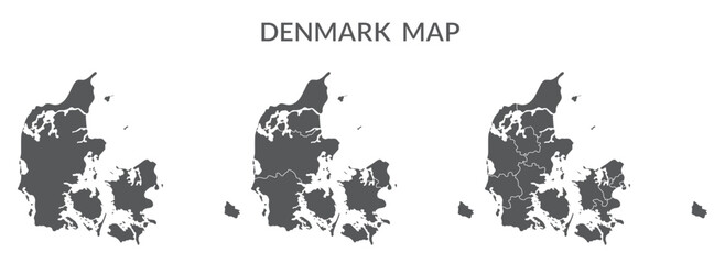 Denmark set in grey color - obrazy, fototapety, plakaty