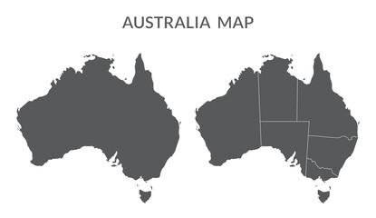 Australia map set in gray color
