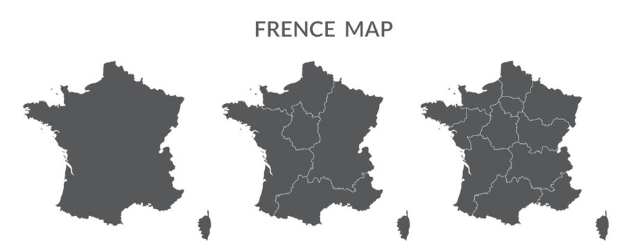 French map set with grey color