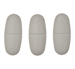 White oval tablet on isolated background, close up