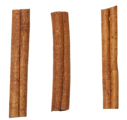 Brown cinnamon stick on white background, spice
