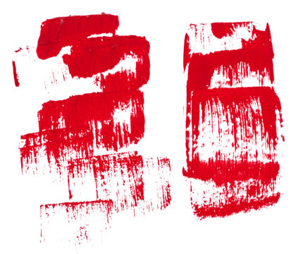 Watercolor brush stroke of red paint, on a white isolated background