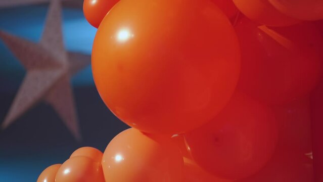 Orange balloons, photo zone with orange balloons, balloon decorations