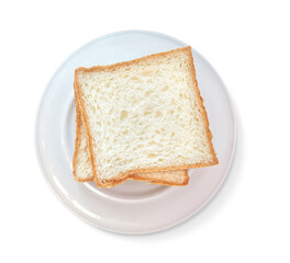 Fototapeta na wymiar Bread slices on plate isolated on white background