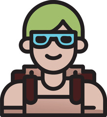 baby wearing eyewear, icon colored outline