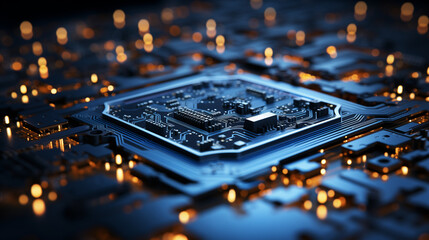 .Ai, Artificial intelligence background technology programming lights, light bronze and dark blue, future tech, electronic part, futuristic imagery