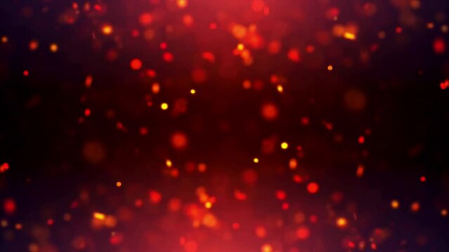 Red sparkling energy light particles element background with empty space for digital content purposes. 3D animation of beautiful sparks scattering sparkling. Splash VFX abstract background. 4K