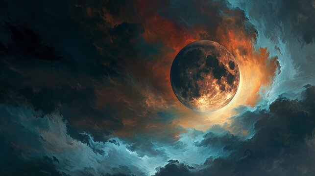 a bloody scary looking giant red full moon. wallpaper background